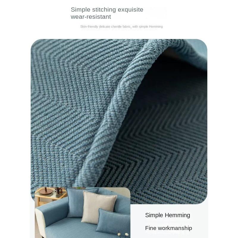 Herringbone Pattern Sofa Cushion Chenille Living Room Universal Modern Simple Summer Non-slip Cushion Sofa Cover for All Seasons
