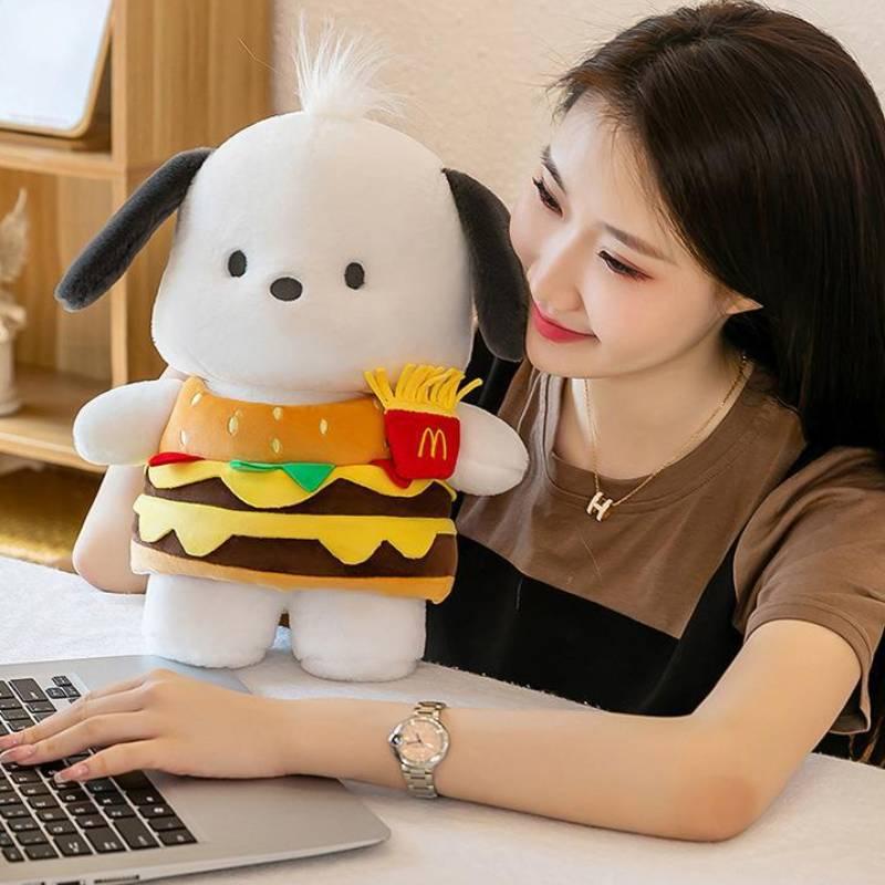 New Soft Plush Hamburger Pacha Dog Doll Wholesale For Bed Decoration And Claw Machine