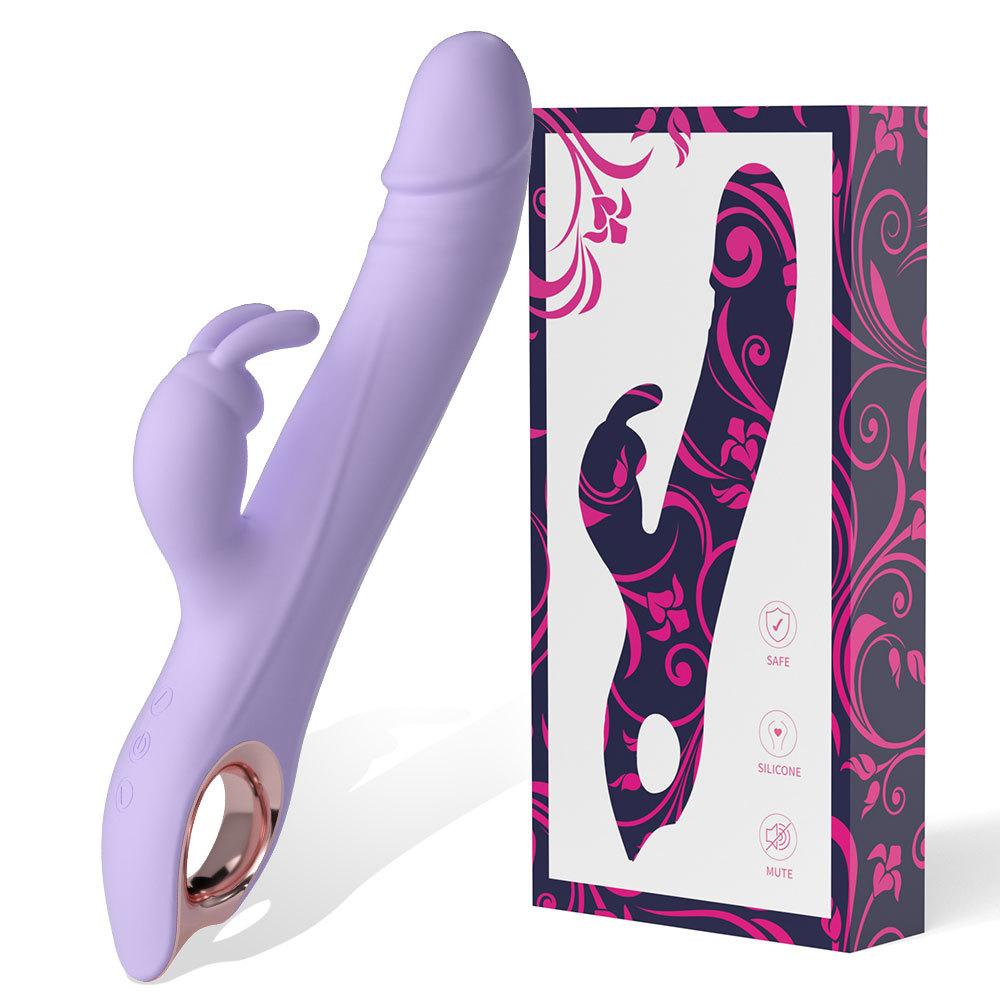 Vibrador de Conejo 3EN1 para Mujeres 10 Modos de Vibración de Empuje Estimulador del Punto G y del Clítoris con Bolas Giratorias de 360° Juguete Sexual de Silicona