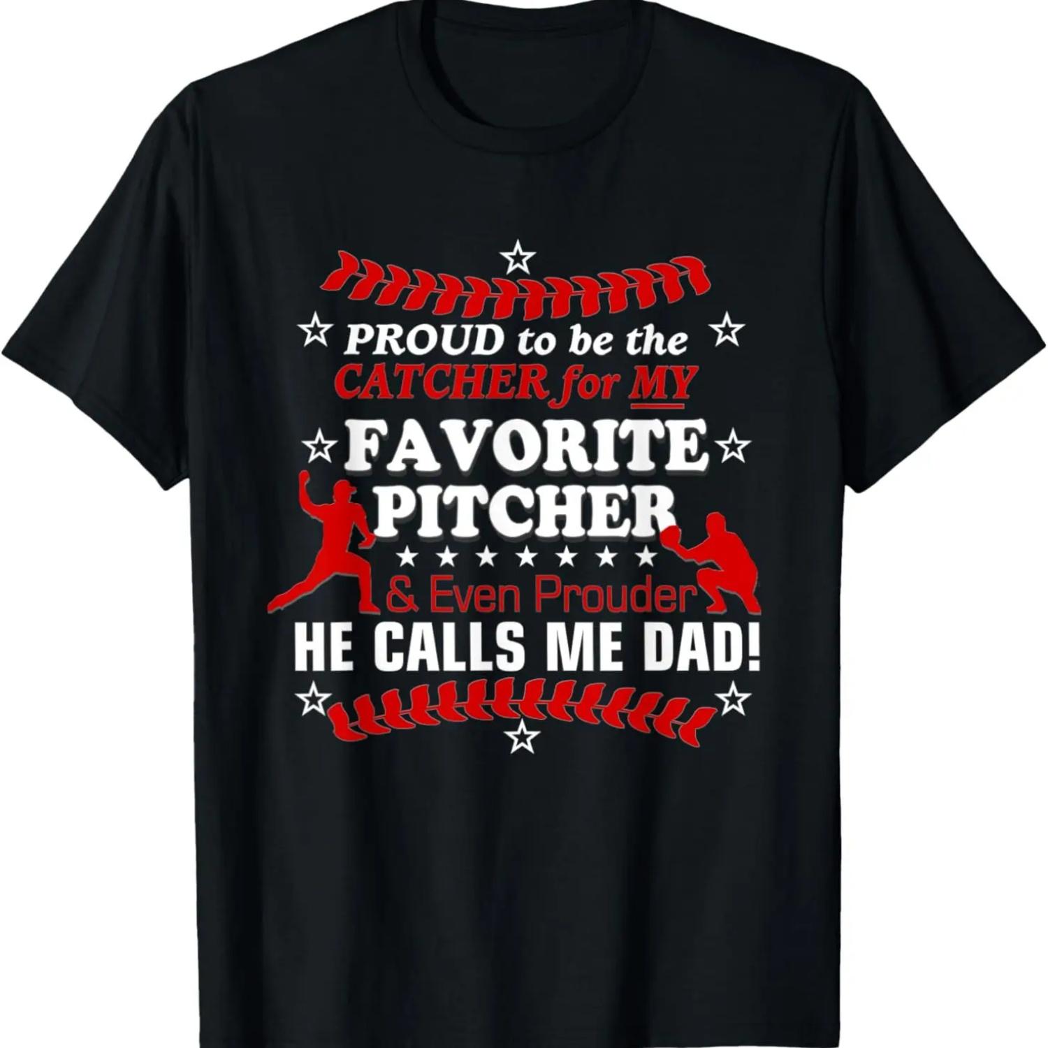 Favorite Baseball Player Calls Me Dad Pitcher Father s Day T-Shirt S