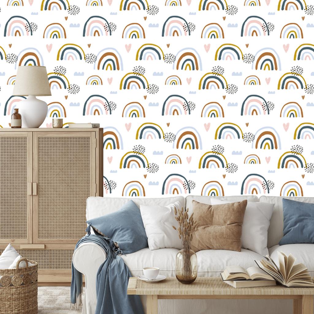 Hearts and Rainbows Wallpaper for Living Room and Bedroom 50x1000