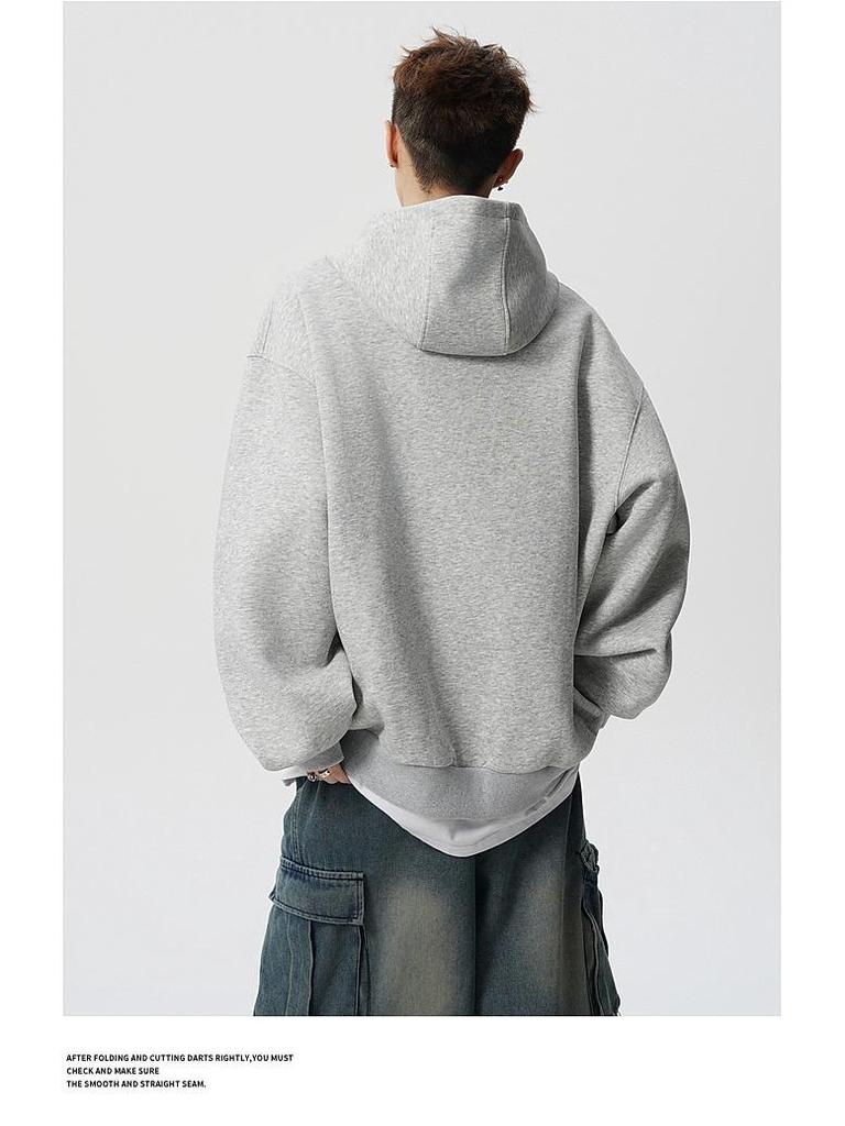 Unisex Retro Heavyweight Fleece-Lined Button-Up Hoodie: Trendy and Loose Fit