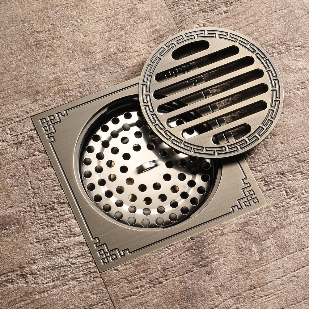 Modern Rectangle Brushed Eco-Friendly Easy-Clean Bathroom Floor Drain 100x100mm