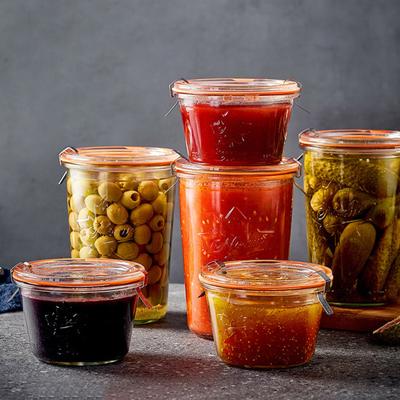 350/800ml Glass Food Storage Jar with Lid Sugar Tea Sealed Container Stackable High Temperature Resistant Airtight Kitchen Coffee Can