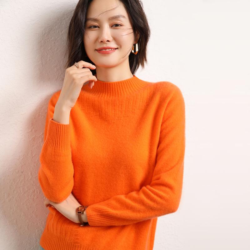 Ready-to-wear Half-turtleneck Cardigan for Women In Autumn and Winter New Cashmere Knitted Base Shirt Fashionable Versatile Pullover Sweater