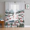 Christmas And Winter Snowflake Town Curtains For Living Room Bedroom Home Decoration Window Voile Tulle Curtain Drapes