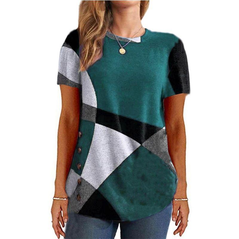 S-5XL Women T Shirt Print plus Ladies Tops Contrast Color Print Short sleeve T-shirt Women