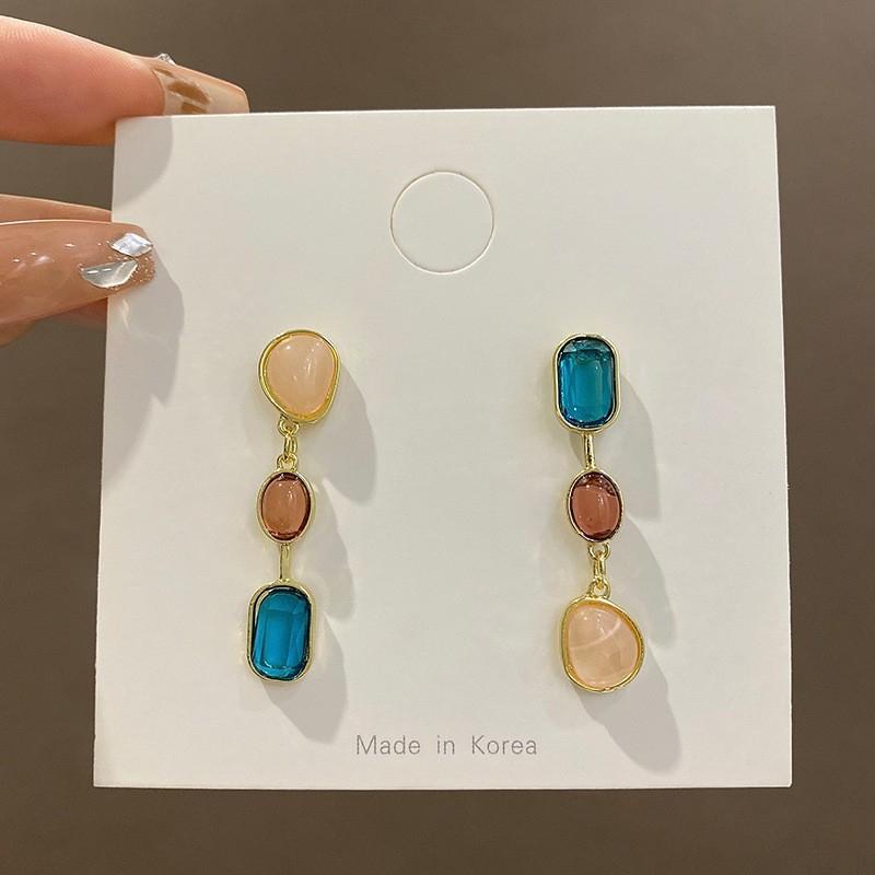 

New Trendy Asymmetrical Acrylic Hanging Earrings for Women Pink Blue Color Irregular Shape Female Dangle Earrings 2026 new