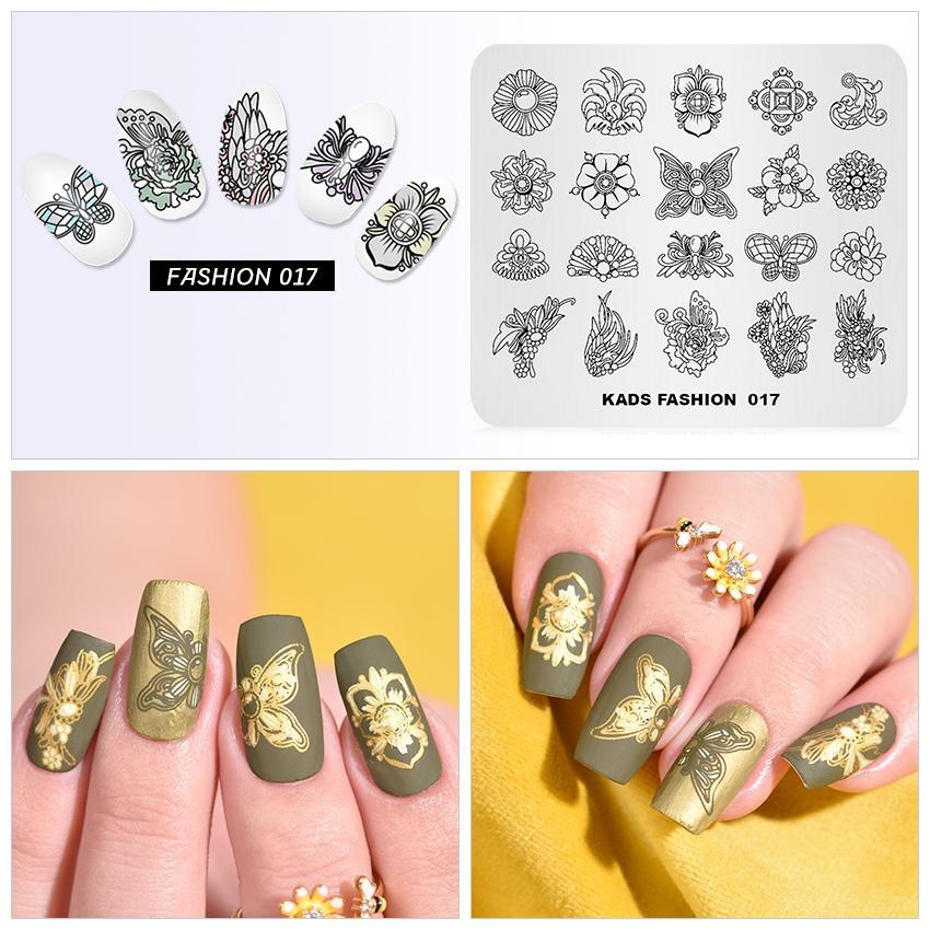 kads Nagelstempelplatten Fashion 017 Nagelmaniküre-Stempelplatten für DIY Nail Art Print Schablone