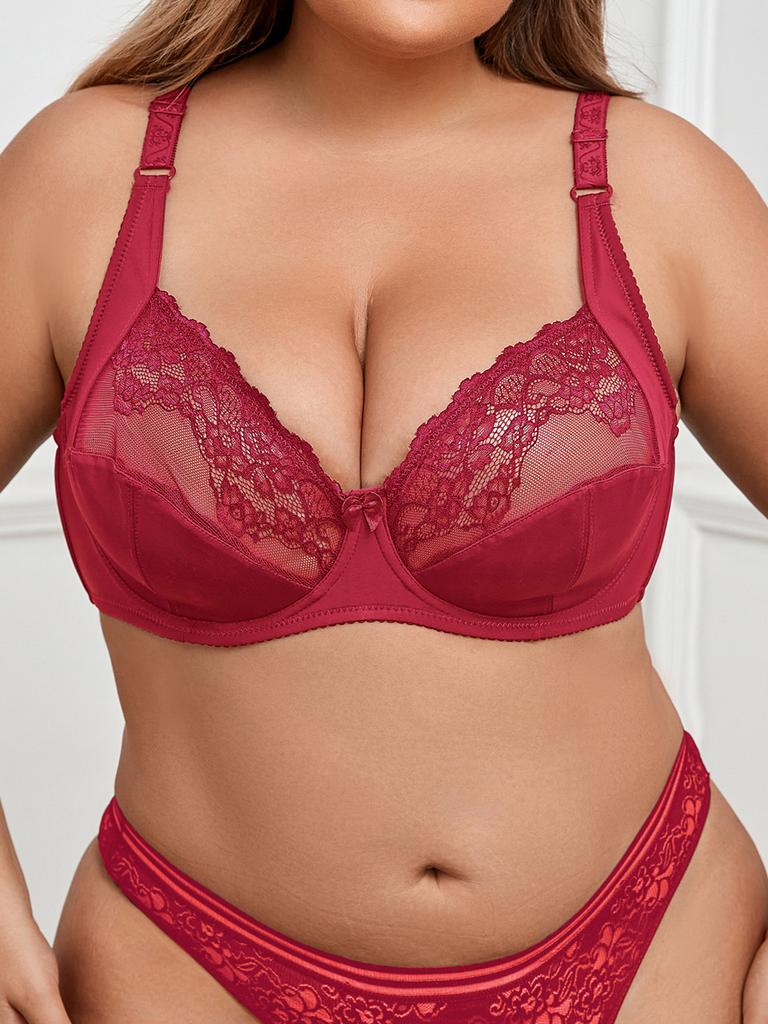 Sexy Spitzen-Bralette EF Cup Damen-BHs Ultradünn Atemberaubend Transparent Bügel Große Größe Reine Farbe