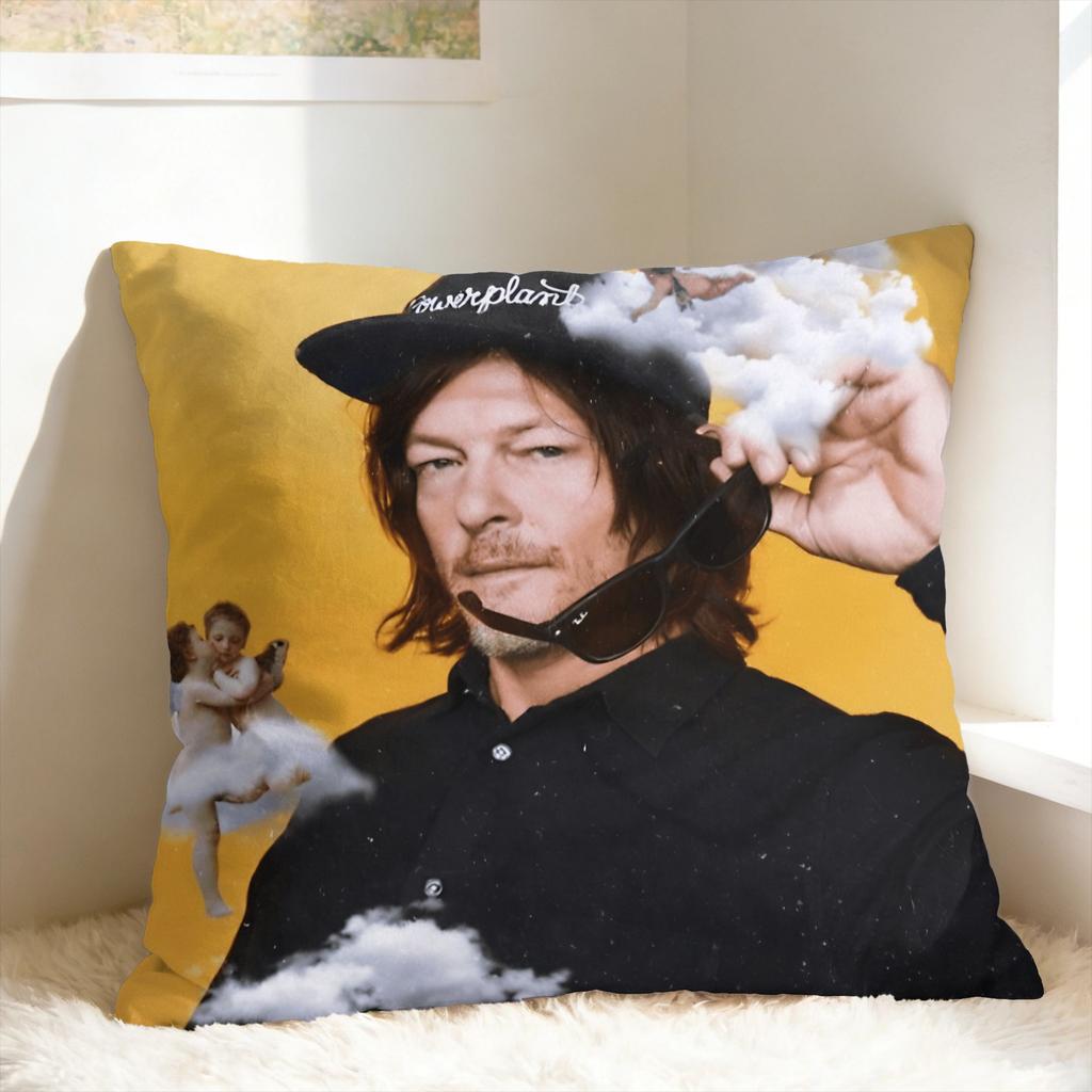 Norman Reedus W-Walking D-Dead American Celebrity Pillow Case Retro Trendy Pillow Cover Comfy Pillowcases For Living Room Chair