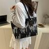 Student class cloth bag bag women's new shoulder armpit bag striped large-capacity commuter casual tote bag