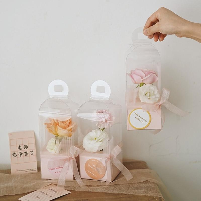 Clear Bouquet Bags Elegant Flower Packaging Boxes Single Rose Flower Box For Florist Retail And Special Event
