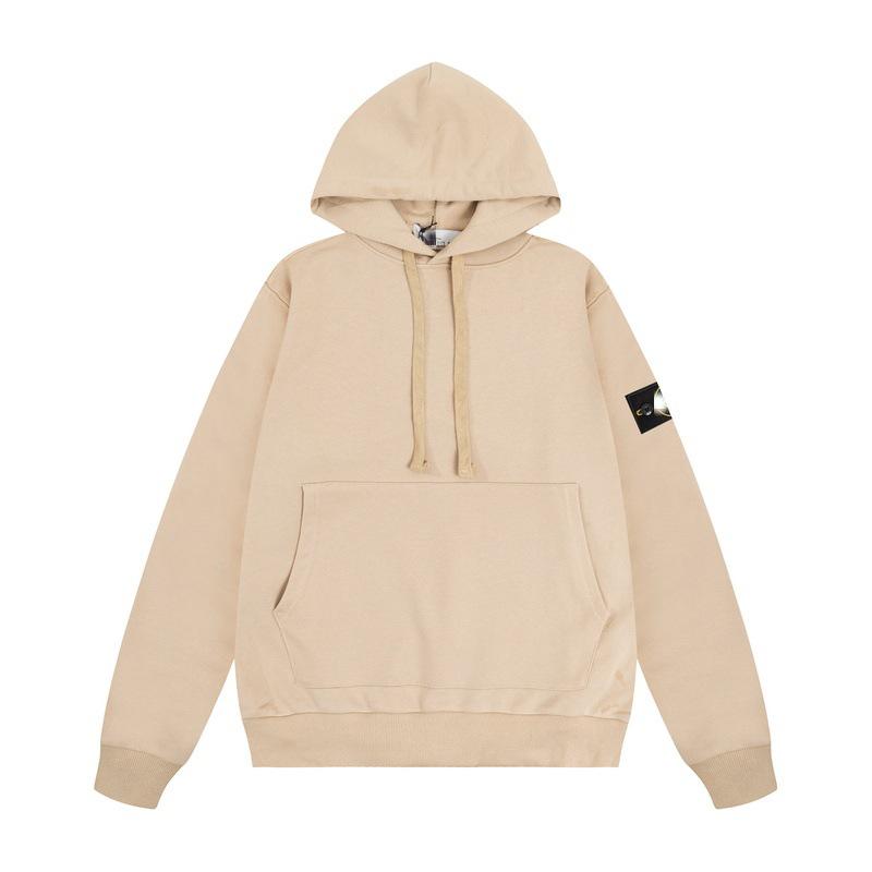 Stone Classic Unisex Uni-Farbe Abzeichen Hoodie - Langarm, Trendiger Stil