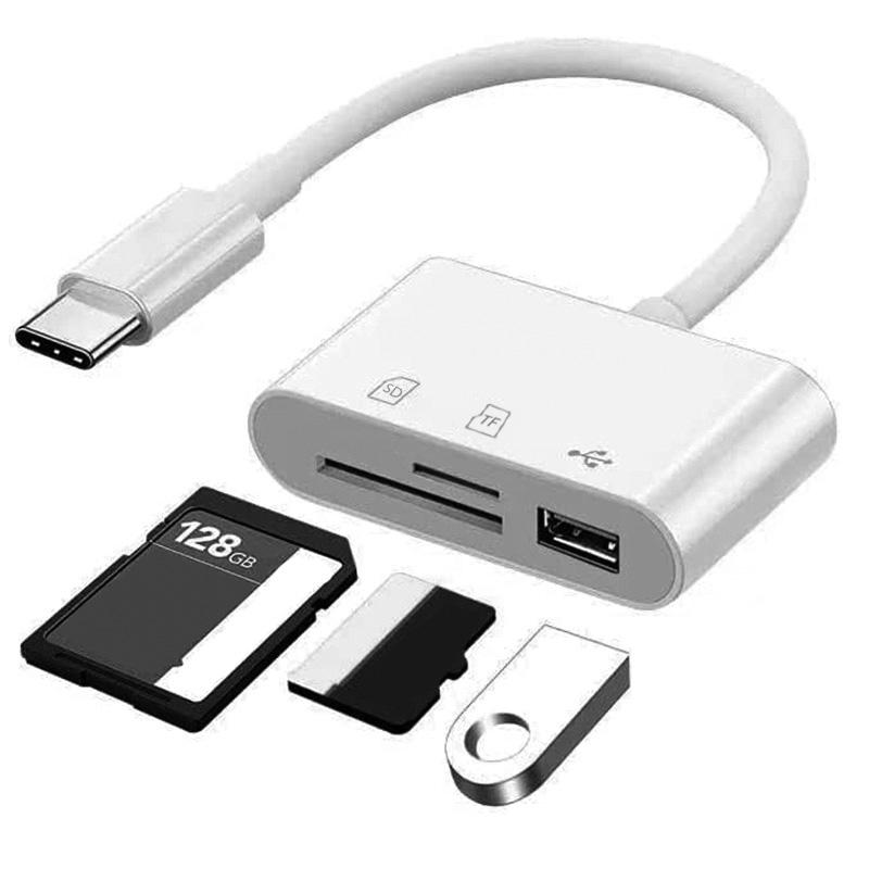 

Type C Adapter TF CF SD Memory Card Reader OTG Writer Compact Flash USB-C for IPad Pro Huawei Macbook Samsung Cardreader белый