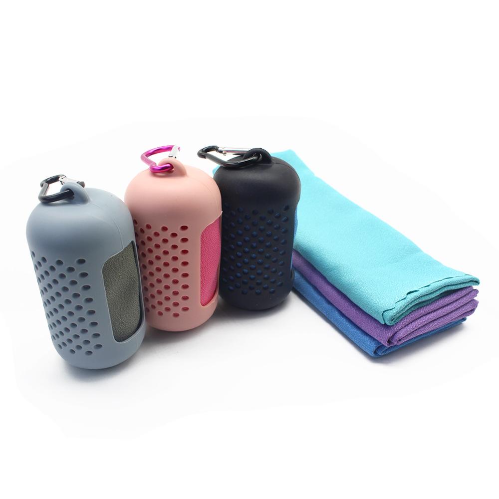 Cold Exercise Quick Drying Towel Outdoor Fitness with Silicone Storage Bag Portable Winging Cool Towel Set