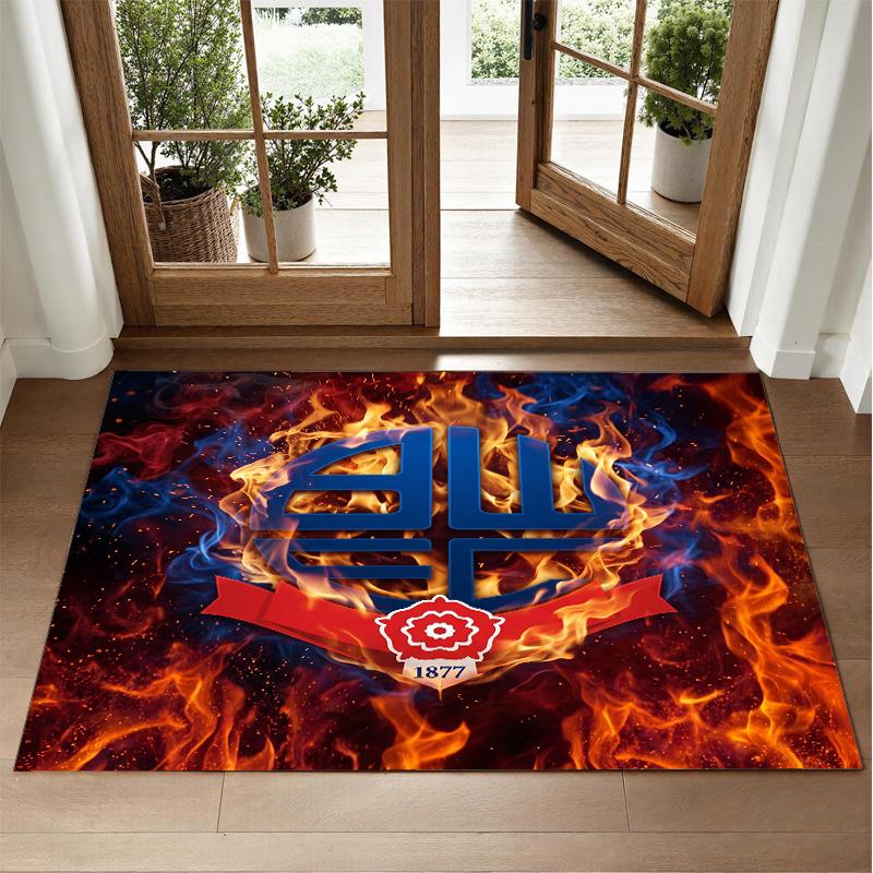 Bolton Wanderers FC Design Kristall-Samt-Teppich Weiche Dekorationsmatte für Schlafzimmer Eingang