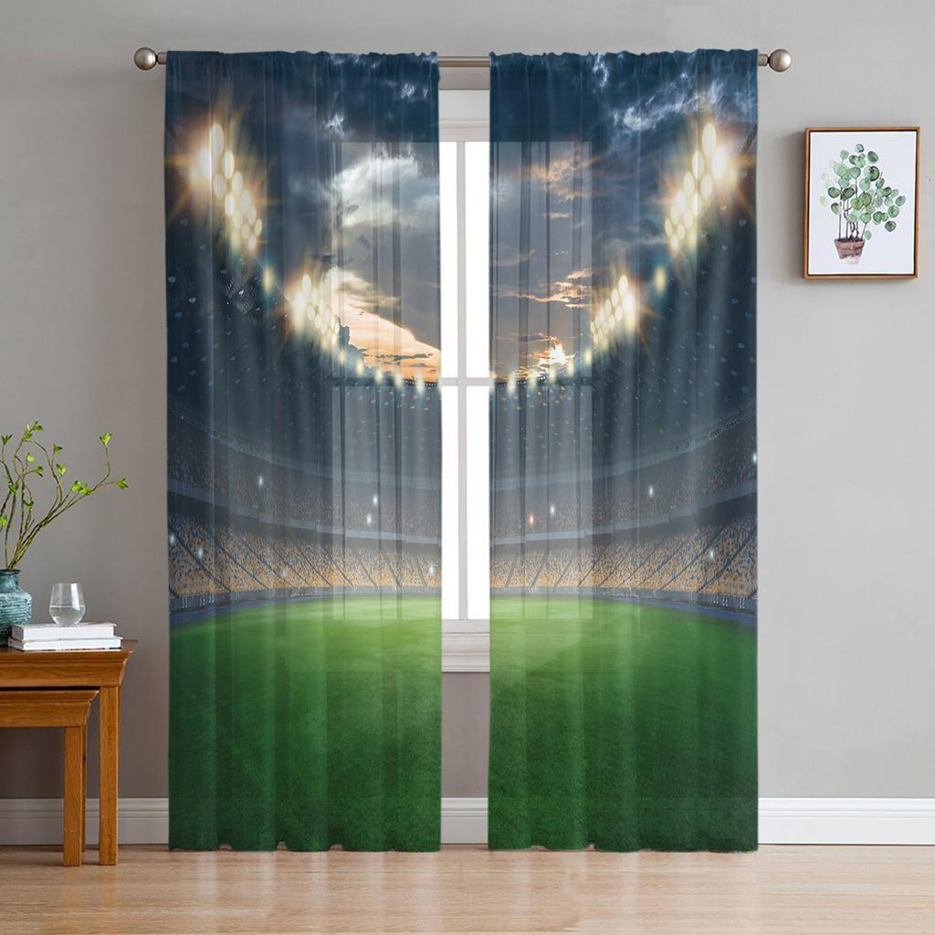 Soccer Balls Football Field Curtain For Living Room Transparent Tulle Curtains Window Sheer For The Bedroom Accessories Decor