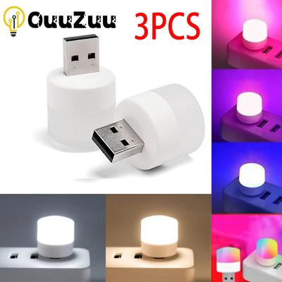 3 pezzi USB Plug Lampada Luce notturna Applicabile per Computer Mobile Power USB Piccola luce rotonda LED Protezione degli occhi Luce di lettura