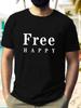 Free Happy Summer Casual T-shirt - Lightweight Polyester