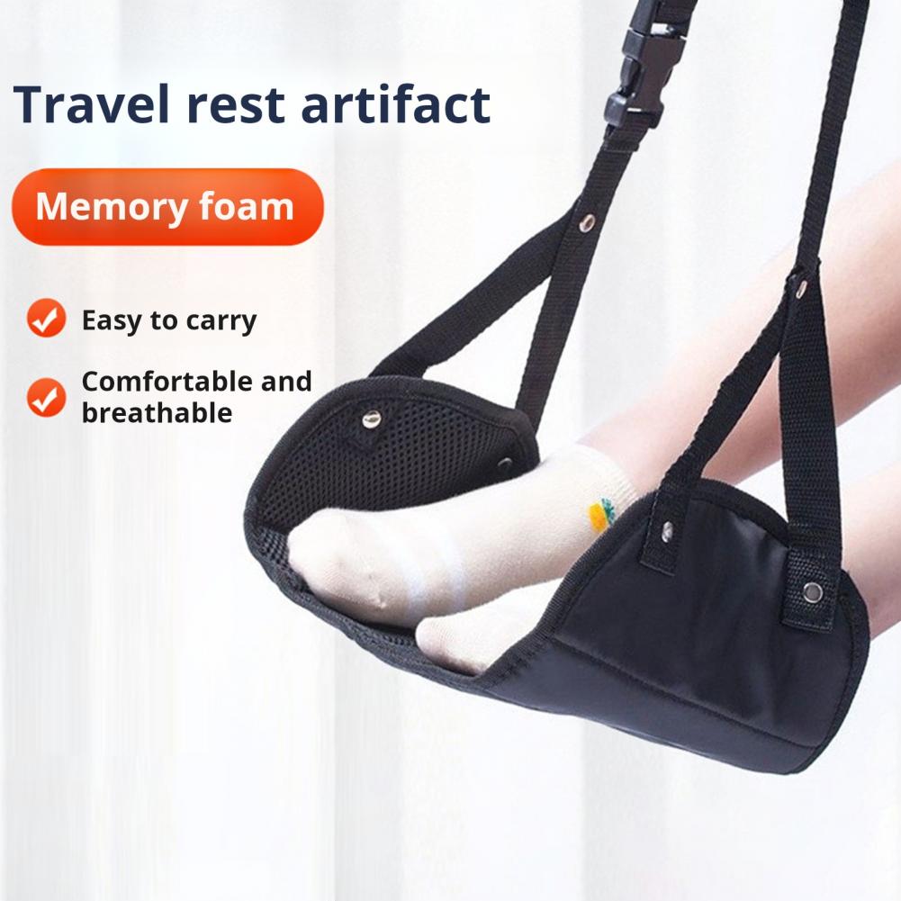Travelling Foot Hammock Adjustable Airplane Foot Hammock with Wide Platform Portable Under-desk Foot Travel for Office