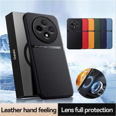 OPPO Reno 12F 12FS Reno12 F FS için PU Deri Manyetik Kılıf Koruyucu Kapak Sert Arka Kabuk Coque Fundas Capa