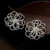 Curly Flower Stud Earrings Flower Exquisite Versatile Winding High-end Earrings Metal Silver Hollow Design