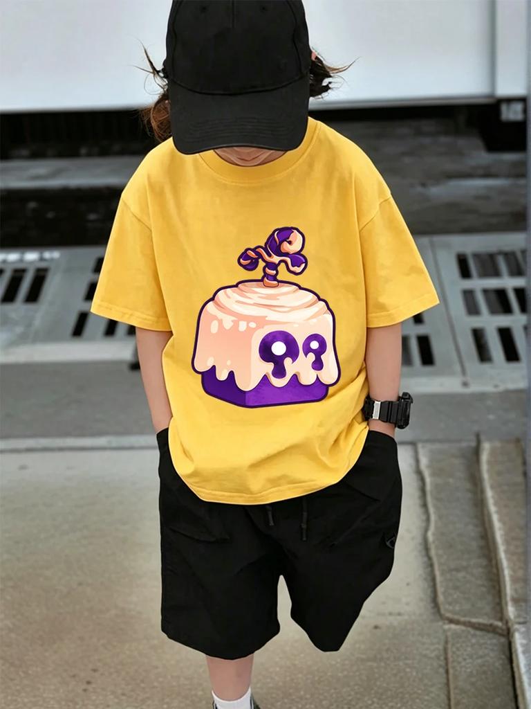 Süße Obstbox Kinder Kurzarm T-Shirt Sommer Niedlich Cartoon Rundhalsausschnitt Jungen Mädchen 3-14