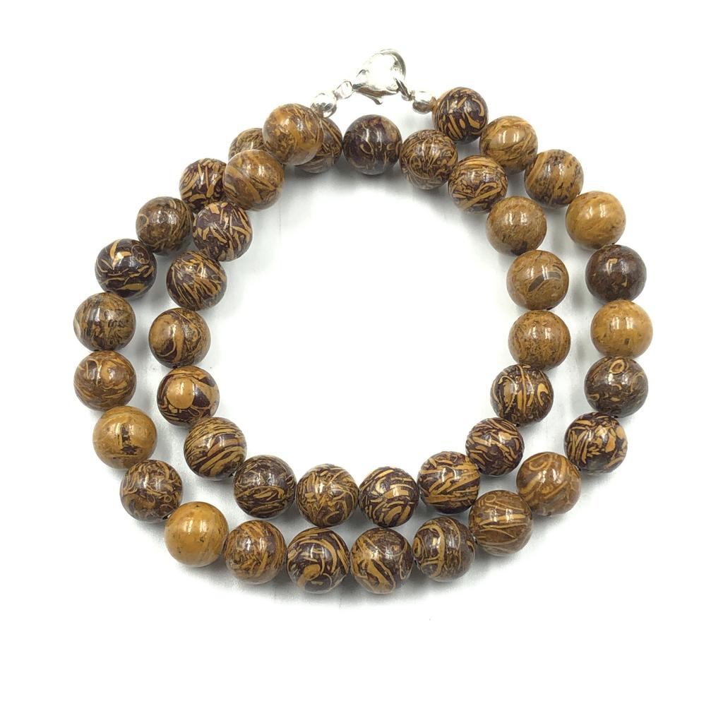 8mm Natural Mariyam Jasper Gemstone Round Beads Jewelry Handmade Designer Choker Necklace 17-20" For Women 8BN-12