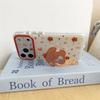 Kawaii Gingerbread Dog 3D Pop Stand Clear Phone Case For iPhone 15 16 17 Pro Max INS Cute Shockproof Protective Cover