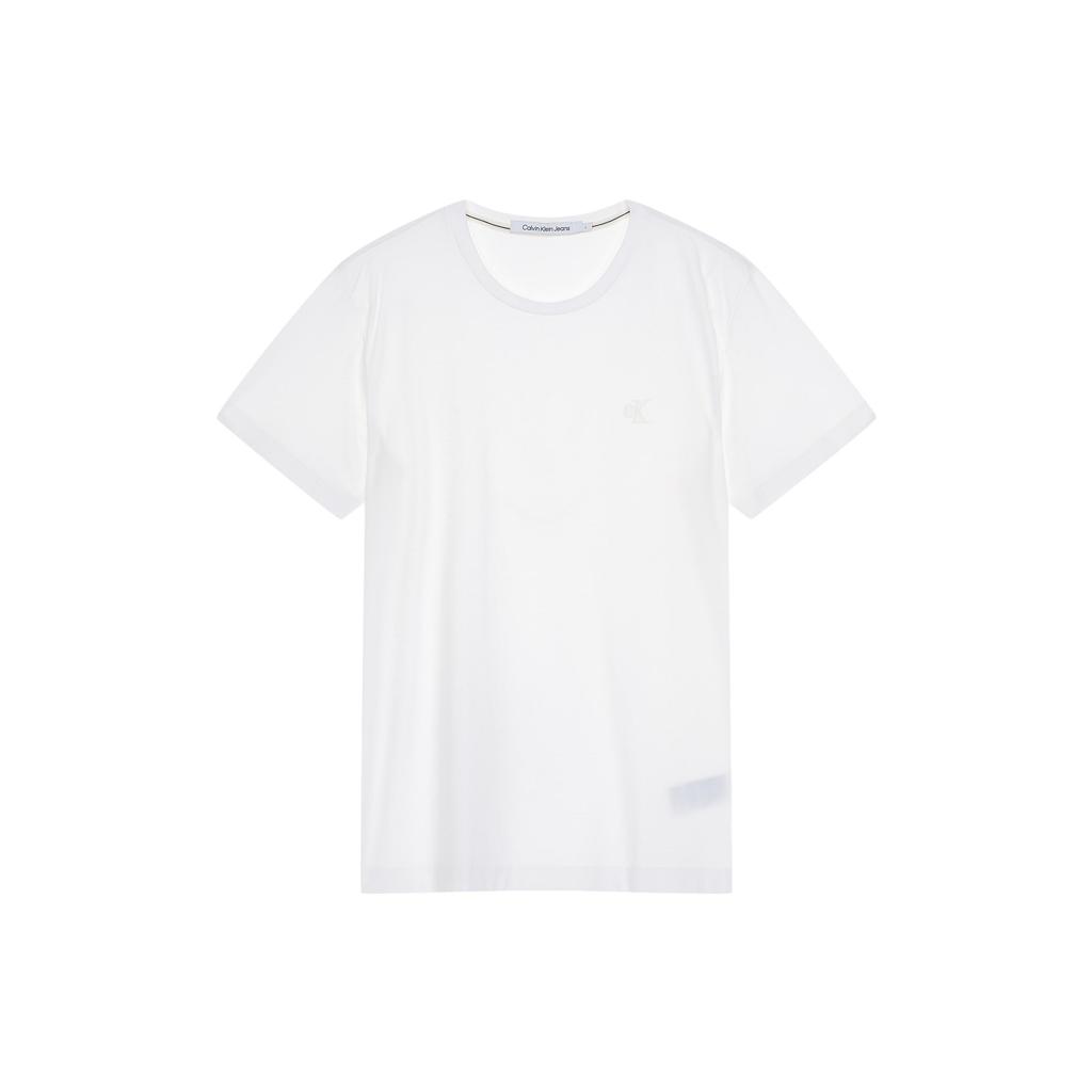 Calvin Klein Liquid Ammonia Cotton Casual Round Neck Simple Embroidered Smooth Short Sleeve T-Shirt Men T-Shirts White J320986YAF