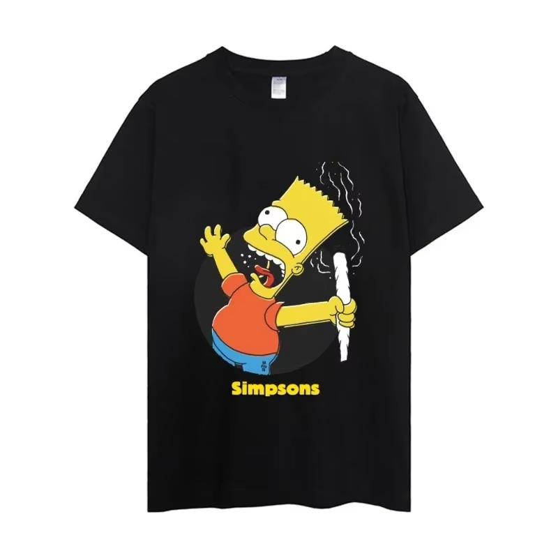 MINISO The Simpsons T Shirt Men Couple Combination Clothes Short Sleeve Collar Fashion Woman Streetwear