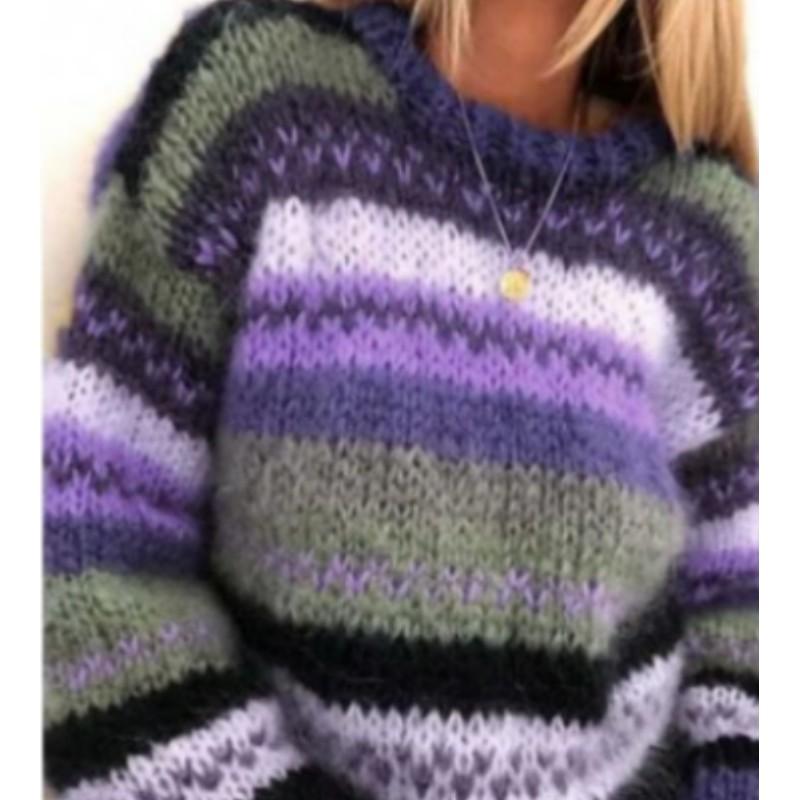 

Женский осенне-зимний пуловер оверсайз, дизайн, многоцветный повседневный трикотаж XXS