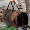 Personalized Full Grain Leather Duffle Bag: Handmade Retro Weekender