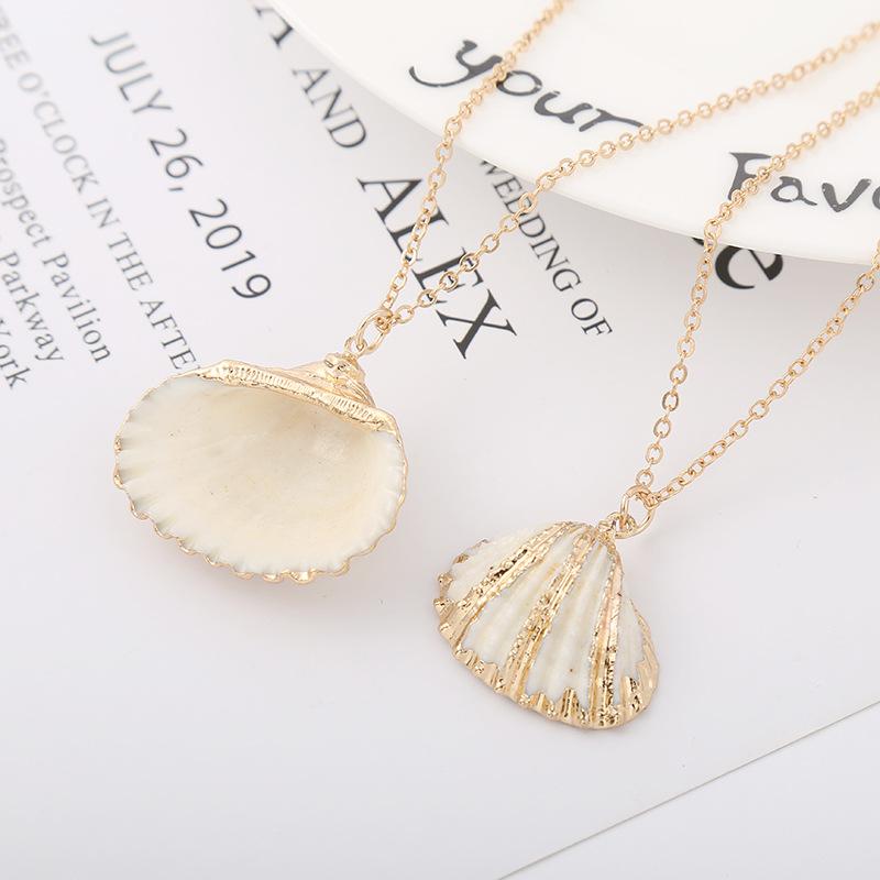 32 Styles Charm Boho Natural Shells Necklaces Scallop Pendant Necklace For Women Gifts Chain Style Alloy Seashell Summer Jewelry