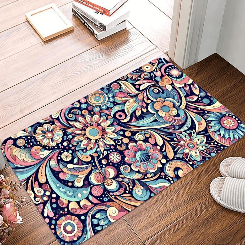 Bohemian Style Printed Non-Slip Waterproof Doormat Easy Clean Entrance Floor Mat Home Decor Durable Retro Classic and Beautiful