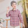 Mid-Length Pure Cotton Shirt for Elderly Women - Three-Quarter Sleeve Top for Spring/Summer