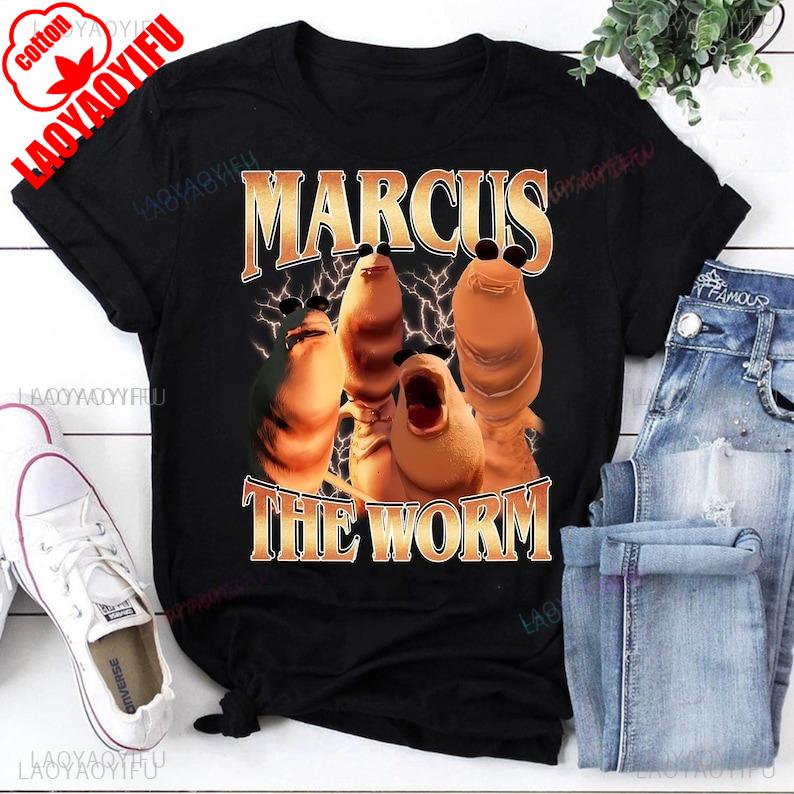

Marcus The Worm Bootleg Vintage Weirdcore T Shirts Merch Funny Meme Brain Rot Funny Offensive Unique Graphic Shortsleev Tops S
