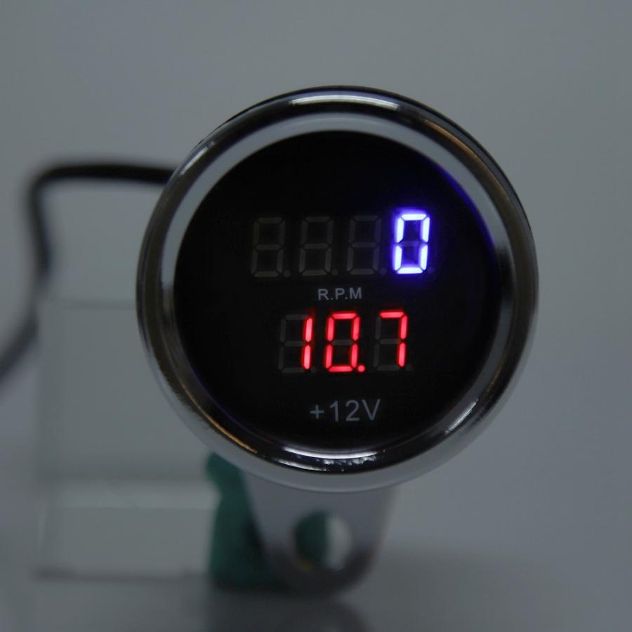 2 In 1 12V DC Motorcycle LED Digital Voltmeter Tachometer Gauge Metal Odometer Speedometer Motorcycle Accessories