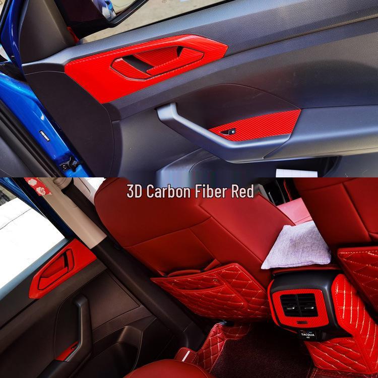 Volkswagen T-Cross Interior Carbon Fiber Gear Console and Door Film Stickers for 20 Models