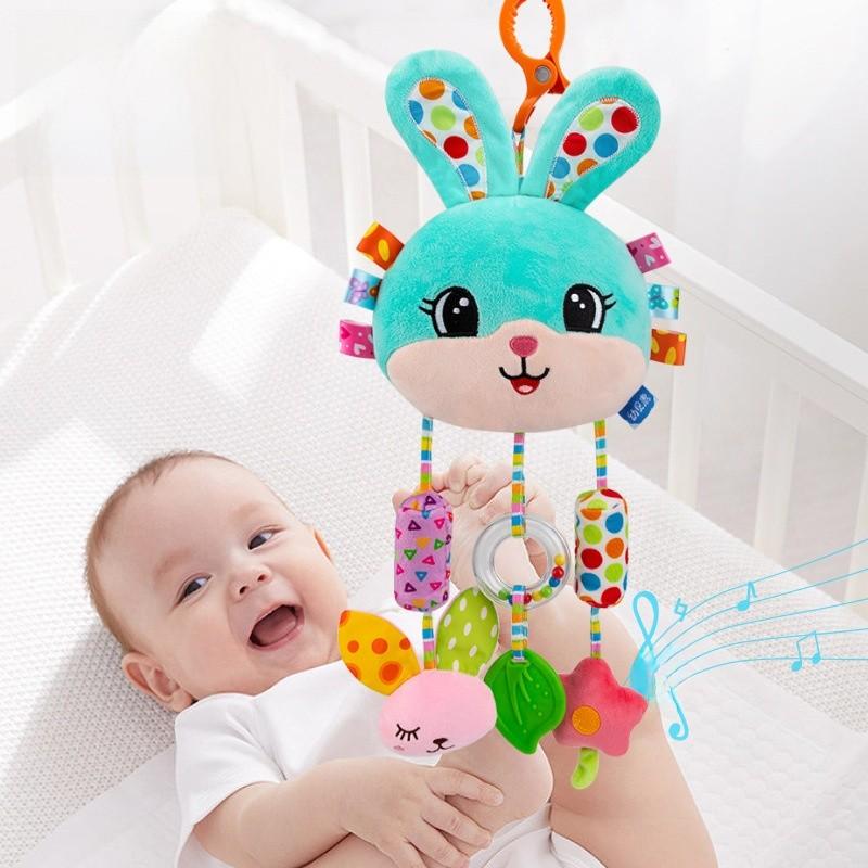 Baby Bed Hanging Rattle With Plush Bunny Wind Chime For Nursery Decor