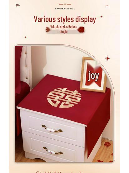 Auspicious Red Wedding Bedside Table Cover and Decor Mat