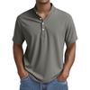 Men's Summer Solid Color Button Collar Short Sleeve Tops Men's Casual Loose Fashion Tops