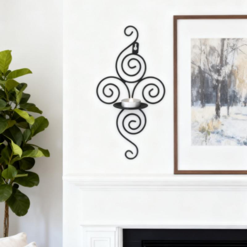 European Style Wrought Iron Candle Holder - Creative Wall Hanging Candle Holder For Wedding Home Decoration