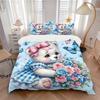 Bear Butterfly Flowers Print 3Pcs Bedding Setduvet Cover With 2 Bedropillowcase Home Birthday Gift