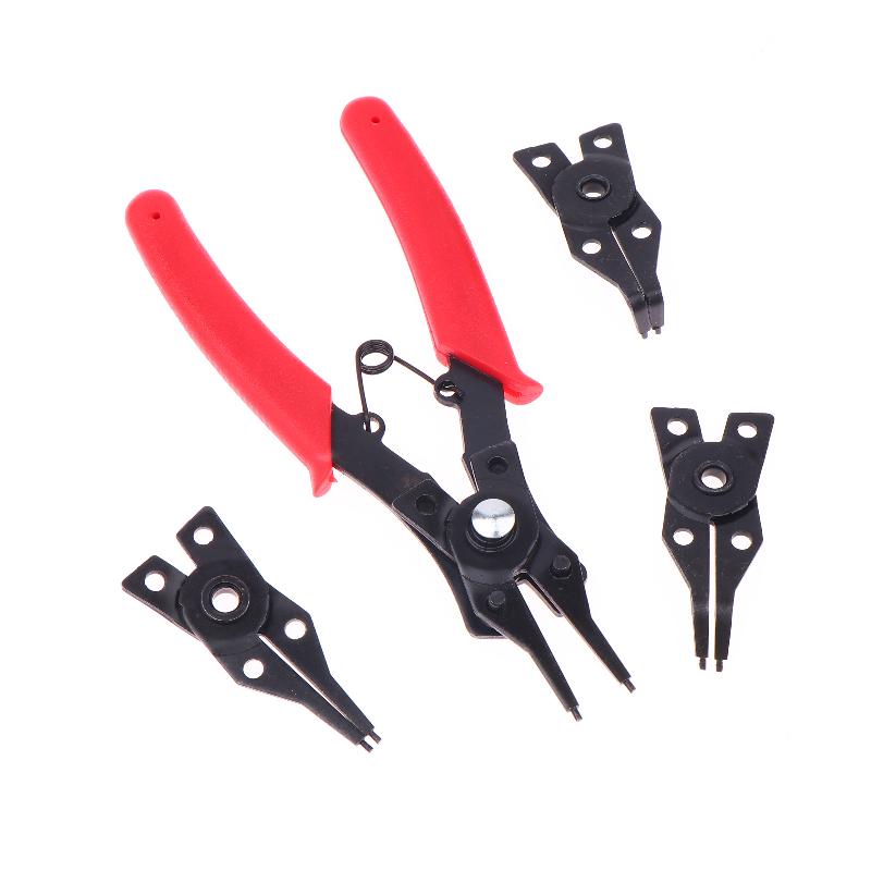 4-In-1 Circlip Pliers Set Snap Ring Pliers Multi Crimp Removable Plier Head Retaining Circlip Pliers Hand Tools Multifunctional