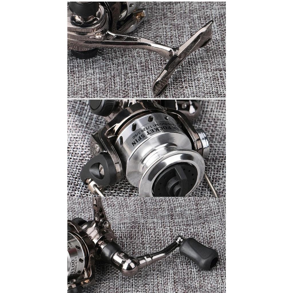 Ice Fishing Reel Mini Spinning Reels Small Zinc Alloy All Metal Spool Delicate Front Drag 4.3:1 Coil for Boat Rock Ice Fishing Lure Ultralight Wheel