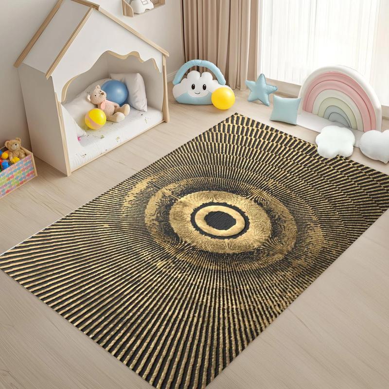Black Gold Sunburst Rug Carpet Mat Non-Slip for Living Room Bedroom Baby Room Luxurious Home Decor