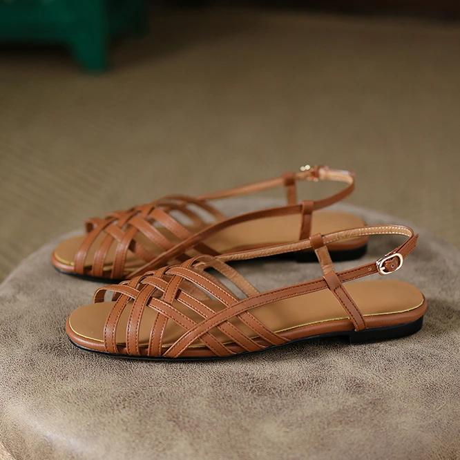 Summer Women Sandals New Open Toe Low Heel Ankle Strap Outdoor Dress Office Ladies Heeled Shoes
