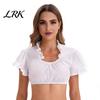 Lace Cropped Shirt Women Traditional German Dirndl Blouse, Short Sleeve Soft Party Blouse Shirt, Bavarian Oktoberfest Folk Costume Crop Top